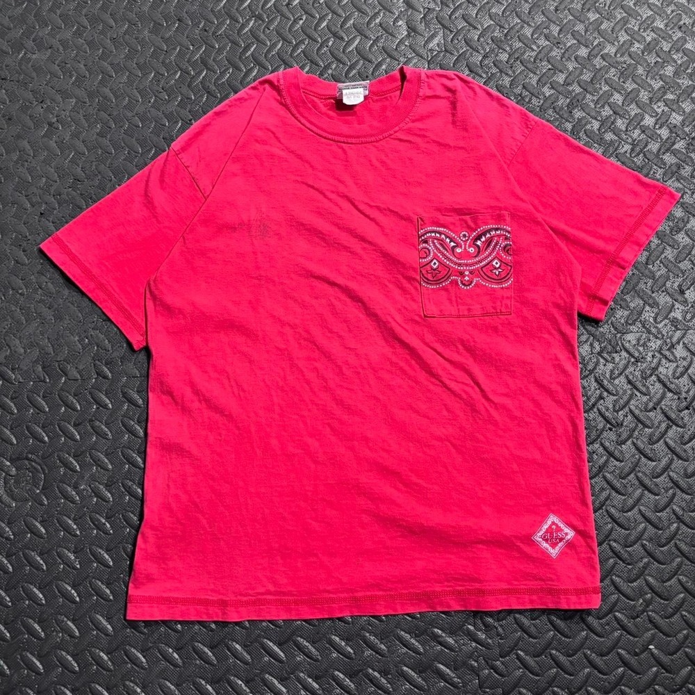 90's Vintage Guess by Georges Marciano red bandana pocket tee
